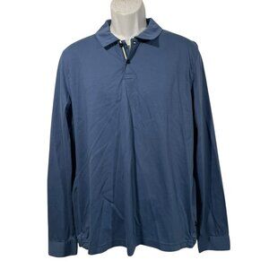 Ted Baker Toler 100% Cotton Soft Touch Slim Fit Long Sleeve Polo Shirt Blue Sz 5